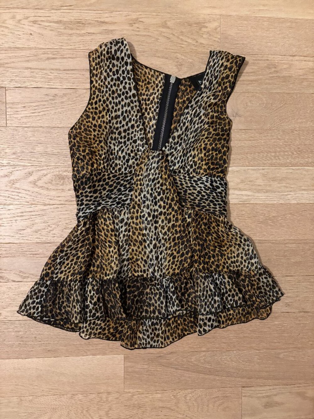 Dolce and Gabbana Leopard Print Peplum Tank Top Blouse Size M